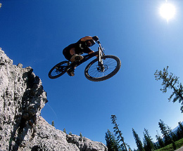 Photo of bicyclist in the air