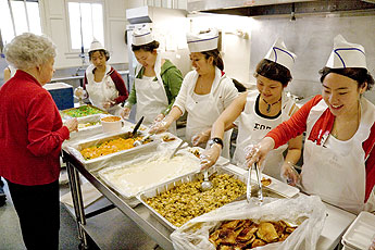 Photo: Students serving lunch