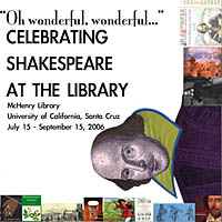 Poster for library exhibit celebrating 25 years of Shakespeare Santa Cruz