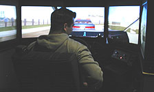 Photo of officer using driving simulator